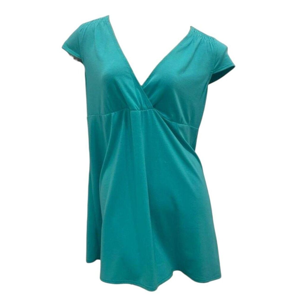 Blue babydoll dress V-neckline short sleeves size m/l